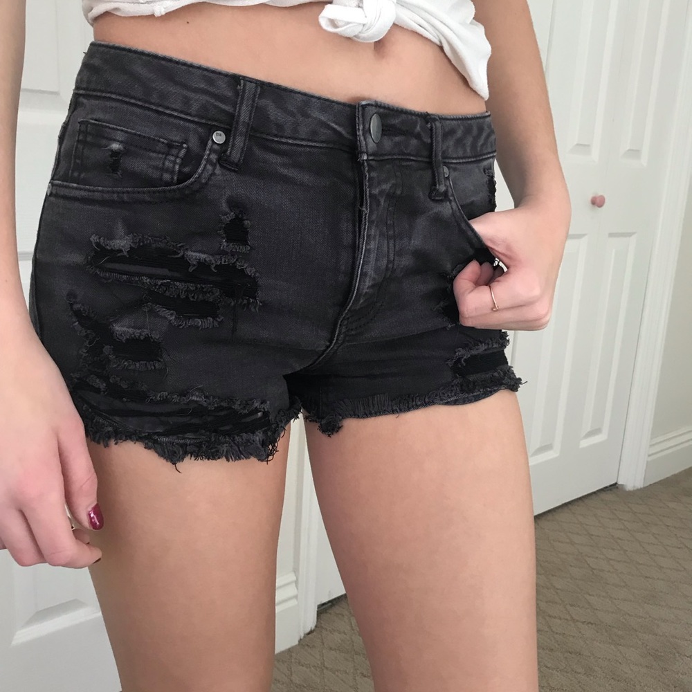 Tillys RSQ black mid rise distressed shorts